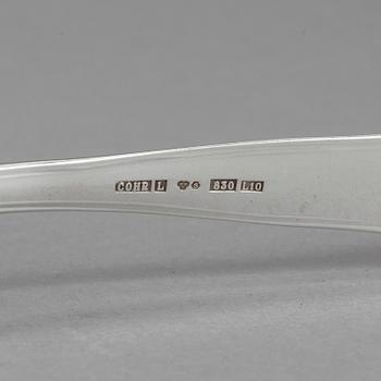 KAFFESKEDAR, 11 st, silver, "Sachsisk", Cohr och Mema,  sent 1900-tal. Vikt 150 gram.