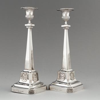 A pair of Swedish 18th century silver candlesticks, mark of Pehr Zethelius, Stockholm 1799.