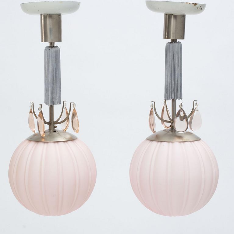 Harald Notini, a pair of ceiling lamps model "10436", Arvid Böhlmarks Lampvarufabrik, 1930s.