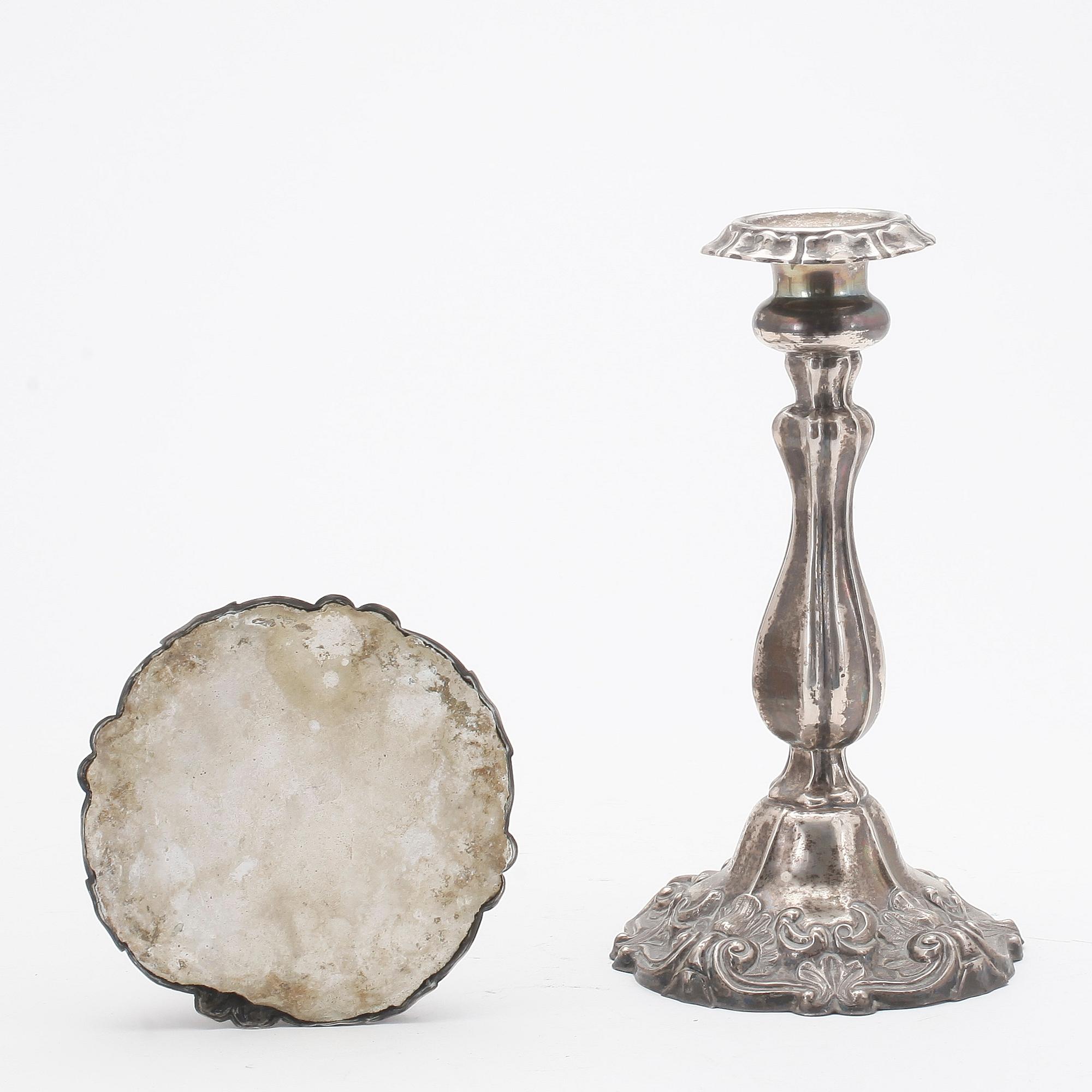 LJUSSTAKAR, ett par, nyrokoko, silver, 1849.