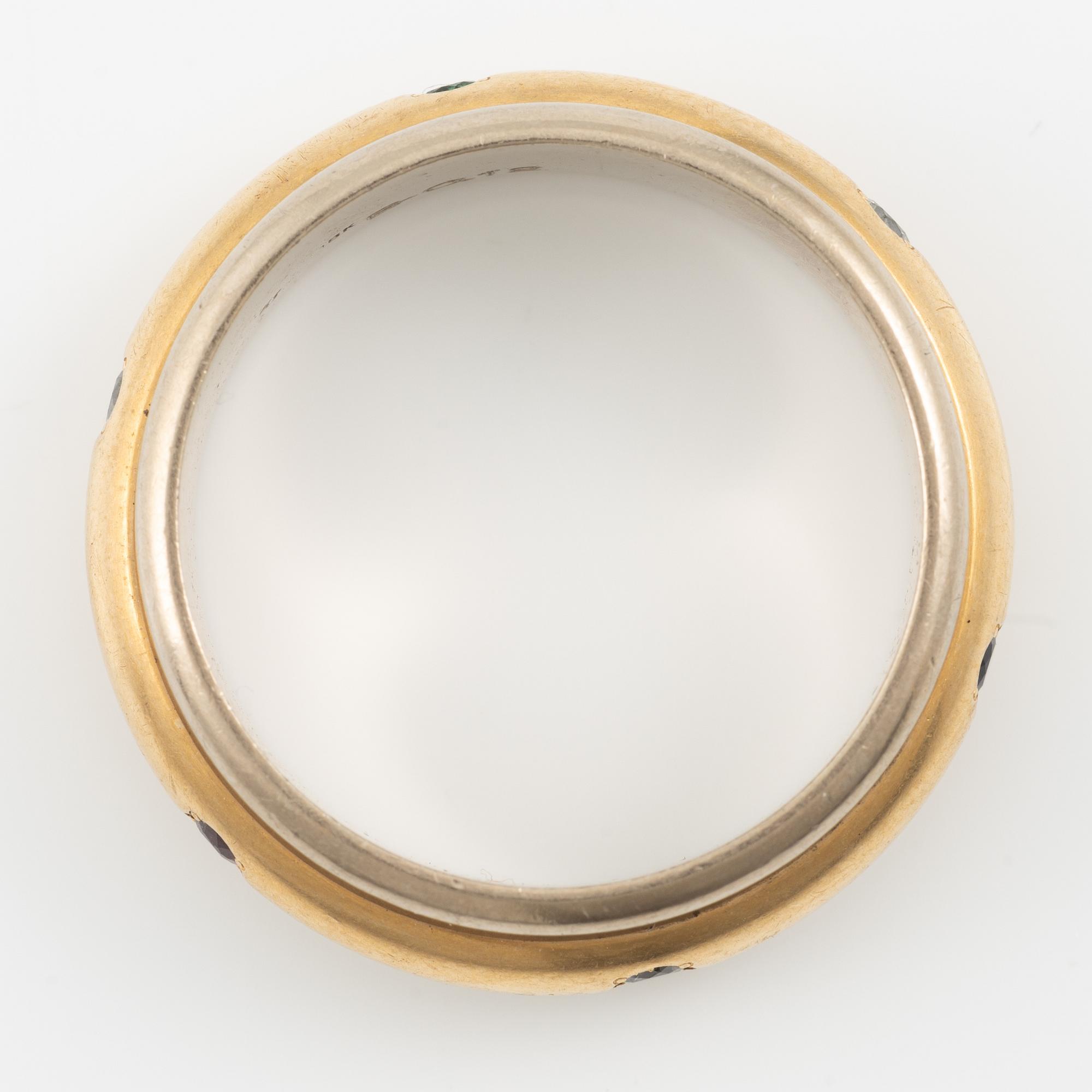 Ring, 18K gold with brilliant-cut diamonds and coloured stones.