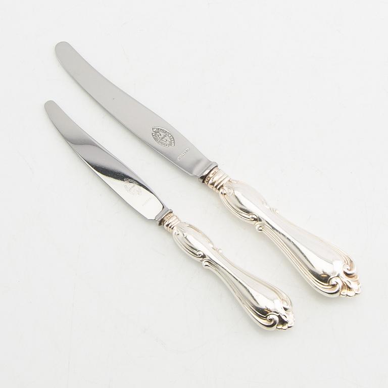 Cutlery, 86 dlr "Olga" silver CG Hallberg Stockholm 1950s.