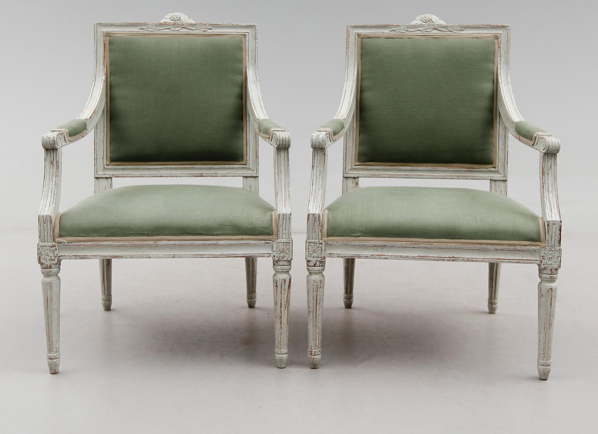 KARMSTOLAR, 1 par, gustaviansk stil, 1800-talets andra hälft.