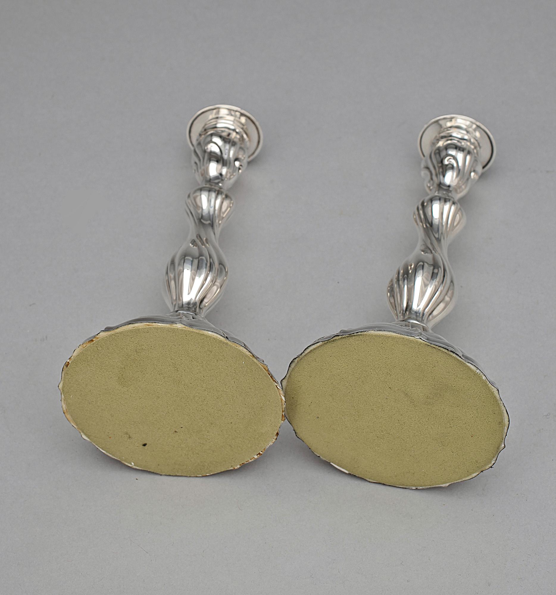 LJUSSTAKAR, ett par, silver, jugend, Wilhelm Binder, Tyskland, 1900-talets första hälft.