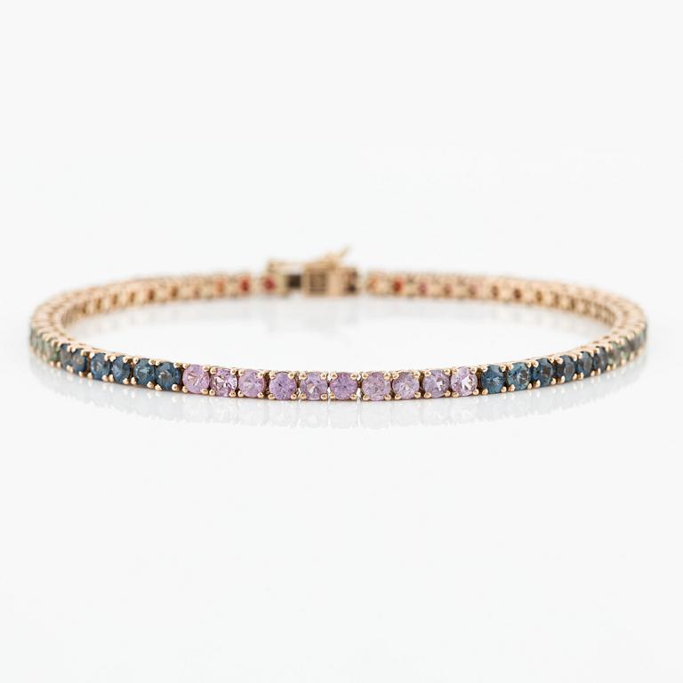 Bracelet 18K gold with multicoloured sapphires.