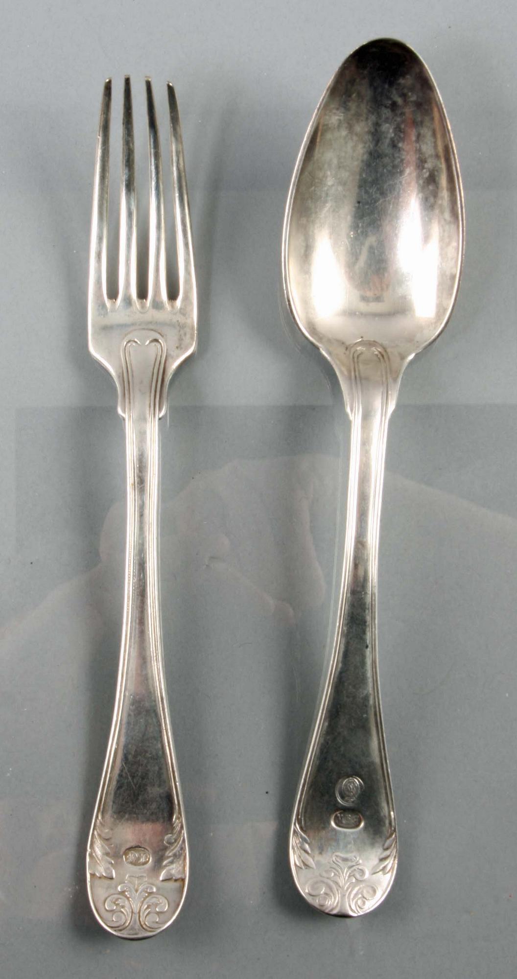 PARTI BESTICK, 14 delar, silver, modell gammal fransk.