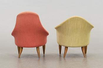 KERSTIN HÖRLIN-HOLMQUIST, two lounge chairs, "Lilla Adan" and "Lilla Eva" for Triva-serien, Nordiska Kompaniet.