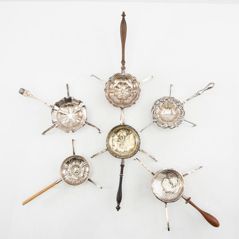 Tea spiders 6 pcs silver 19th century.