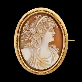 KAMÉBROSCH, guld 18k, snäckskal, Stockholm 1900-talets första kvartal. Vikt 10 g.
