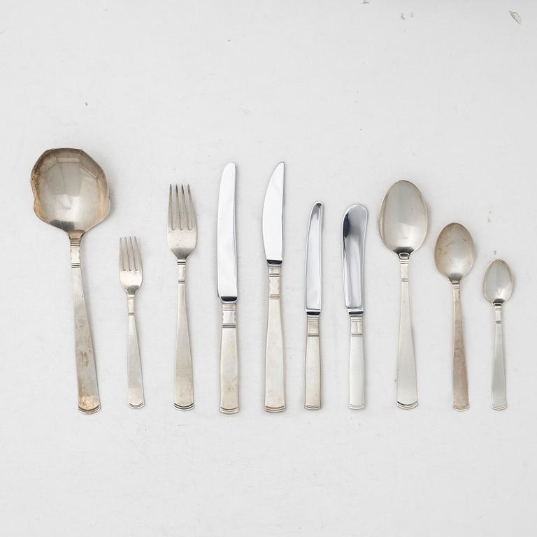 Jacob Ängman, Bestickuppsättning, 126 delar, silver, modell "Rosenholm", GAB, Eskilstuna, bl a 1979.