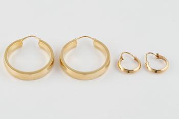 ÖRHÄNGEN, 2 par, 14 respektive 18K guld. Vikt 8,1 gram.