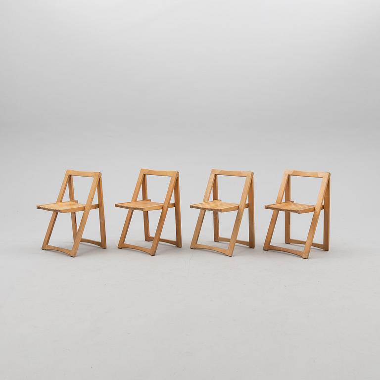 Aldo Jacober, folding chairs 4 pcs for Bazzani 1970s.