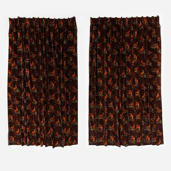 A pair of 'Game Show Spice' curtains and a blind, Mulberry Home/GP & J Baker, England, 2023.