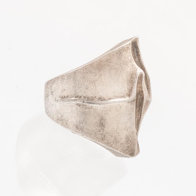 A silver ring "Erosion" by Björn Weckström for Lapponia 1976.