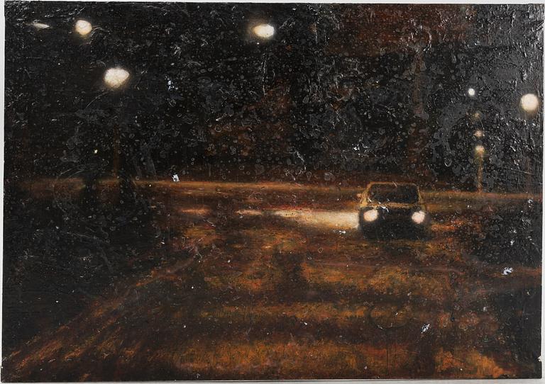 Max Mikael Book, mixed media on canvas, signed MM Book and dated 1997 verso.