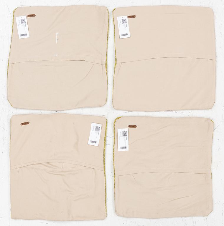 Four cushion covers, hand-embroidered Kelim, c. 50 x 50 cm.