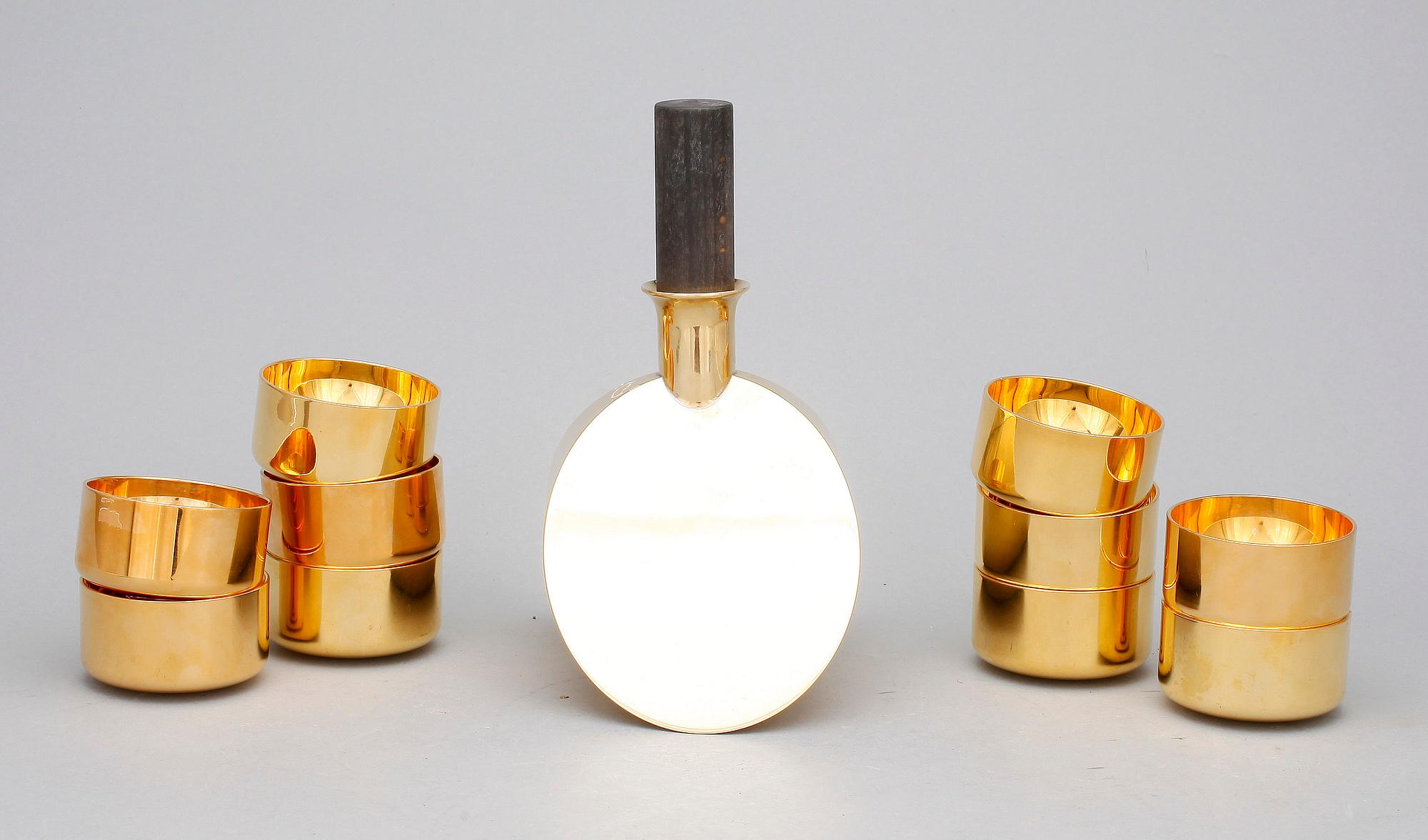 PLUNTA OCH SUPKOPPAR, 1+10st, mässing och förgylld mässing, Pierre Forsell, Skultuna.