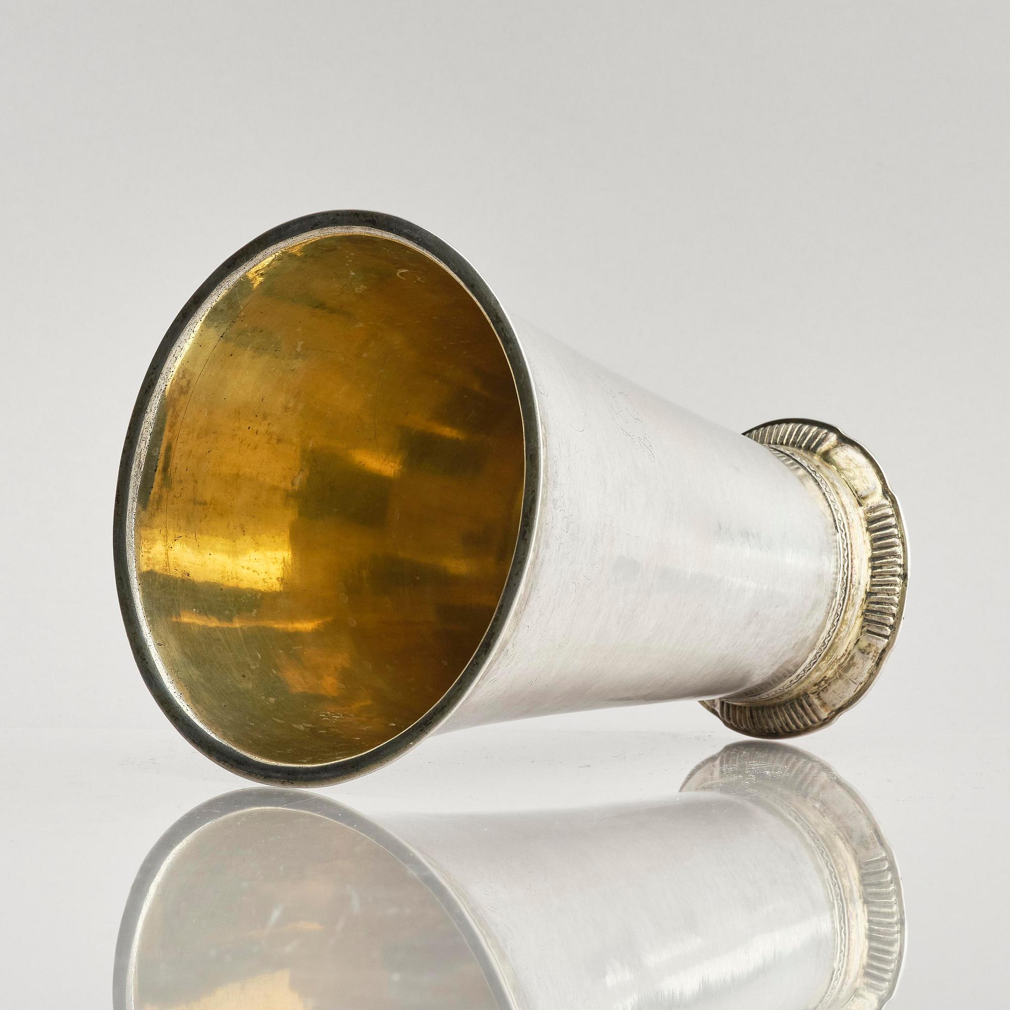 A Swedish 18th century parcel-gilt silver beaker, mark of Christoffer Wasserman, Lindesberg (1734-1770).