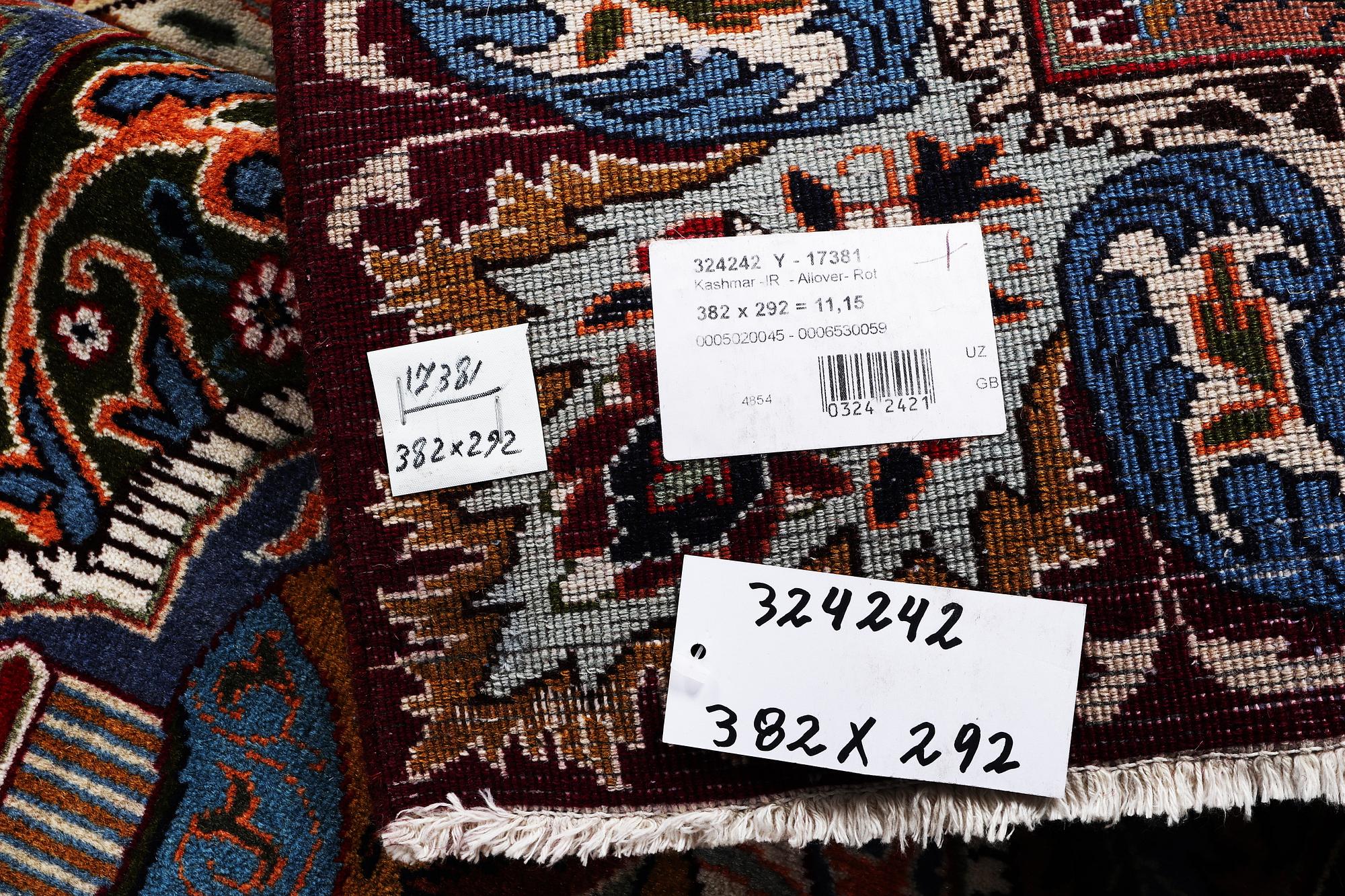 A carpet, Kashmar, ca 383 x 292 cm.