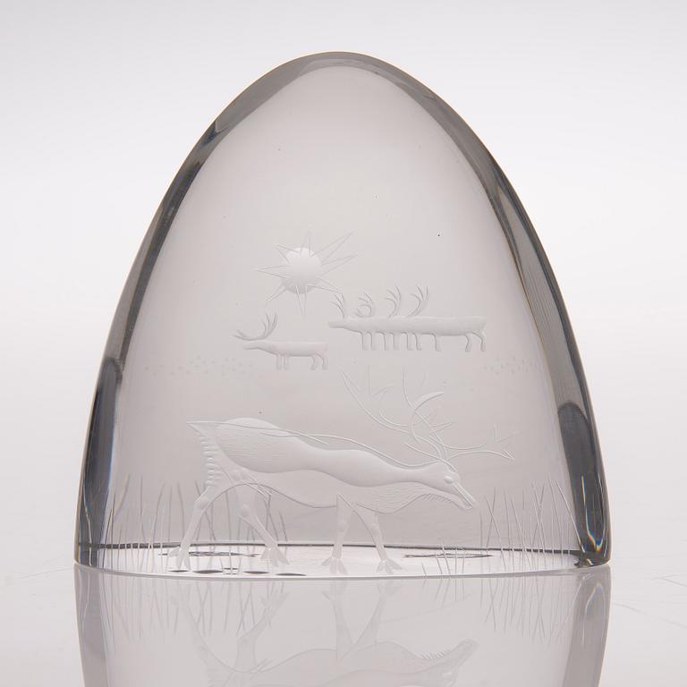 TAPIO WIRKKALA, glasskulptur, "Tunturi" (Fjäll), signerad Tapio Wirkkala 3805.