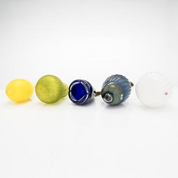 Oiva Toikka, glasfiguriner, 5 st, signerade Oiva Toikka, 1980/1990-tal.