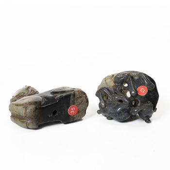 Figuriner, fem stycken, sten. Kina, 1900-tal.