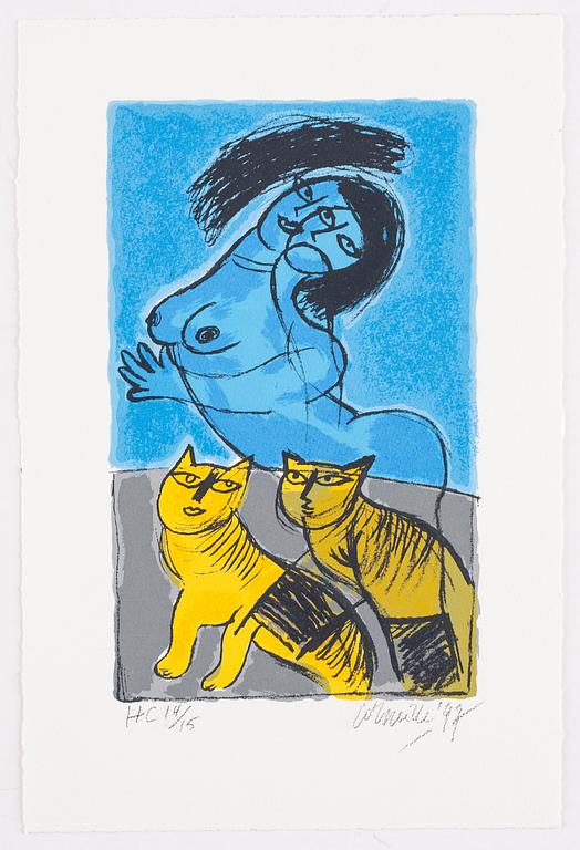 Beverloo Corneille, portfolio with 3 silkscreens in colour, 1997, signed HC 14/15.