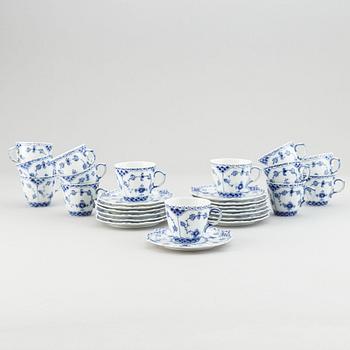 Royal Copenhagen, a mocca porcelain service (17 pcs), 'Musselmalet'.