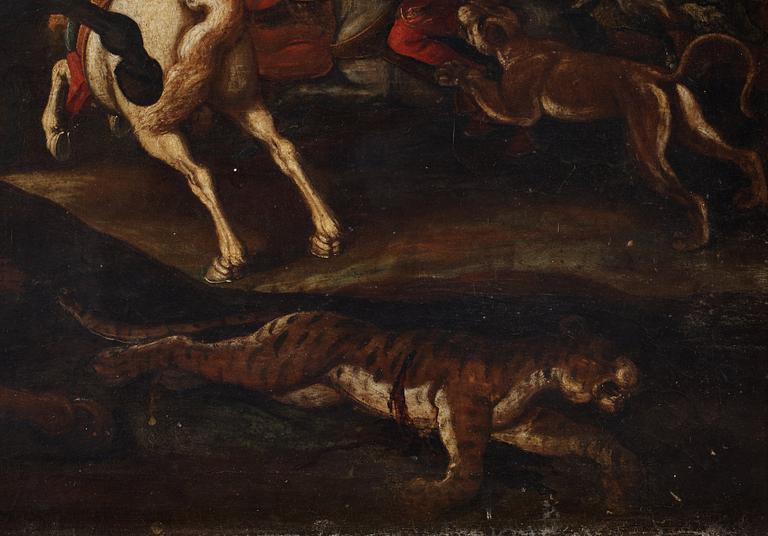 Unknown artist 17th Century. Hunting scenes, a pair.