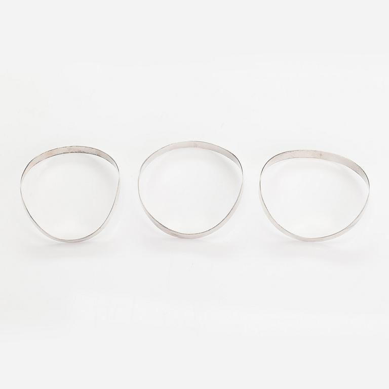 Paula Häiväoja a 3-piece silver bracelet, Pentti Roos, Helsinki, Finland 1967.