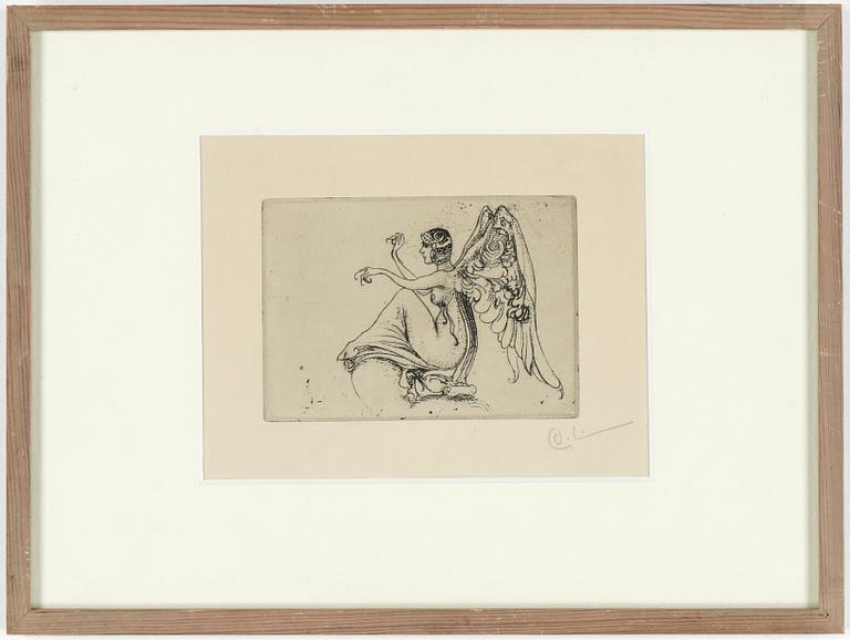 CARL LARSSON, etsning, monogramsignerad.