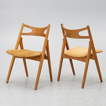 Hans J. Wegner, Stolar, 6 stycken "CH 29", "Savbukkestolen", Carl Hansen & söner, 1900-talets mitt.