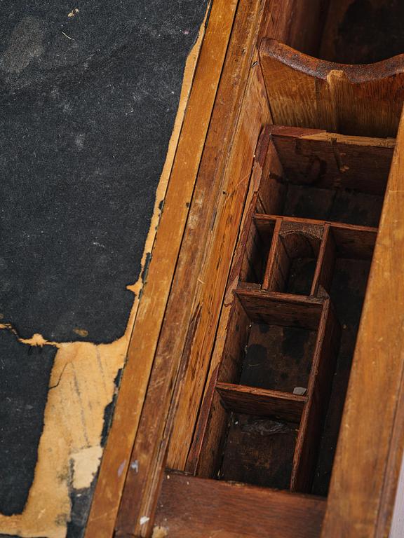 A late Gustavian mahogany and gilt brass-mounted desk, Stockholm, late 18th century.