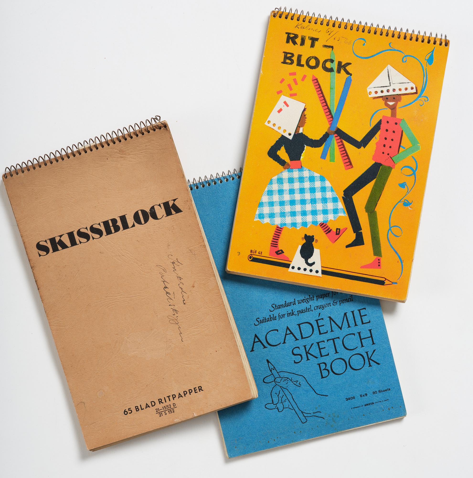 Lotte Laserstein, 3 skissböcker med blyertsteckningar.