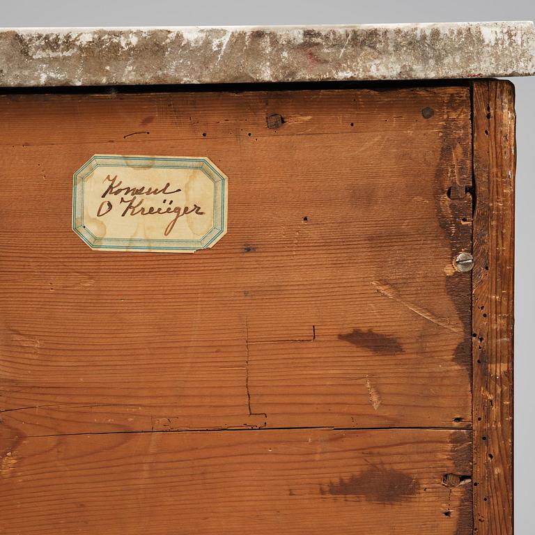 A late Gustavian mahogany commode, Stockholm, late 18th century.