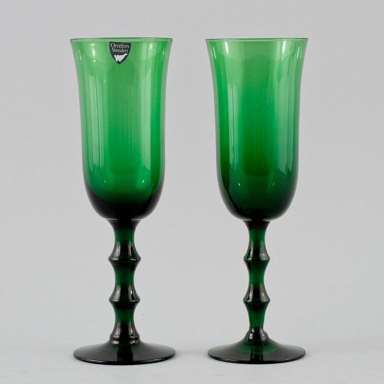 CHAMPAGNEGLAS, 14 st, "Salut", Simon Gate, Orrefors, 1900-talets andra hälft.