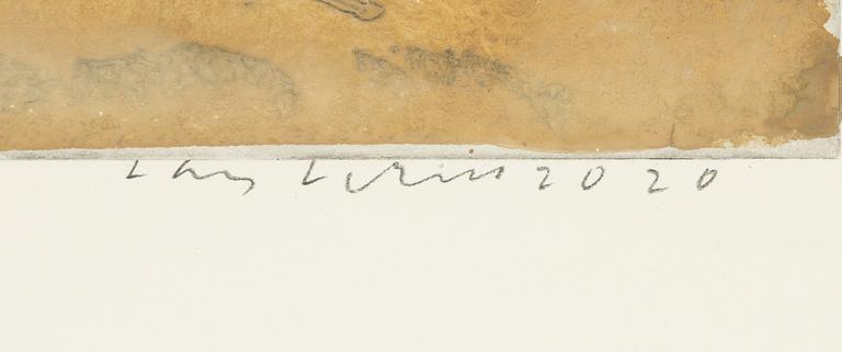 Lars Lerin, etching with watercolour, signed Lars Lerin and dated 2020.
