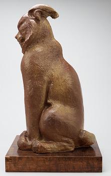 A Michael Schilkin stoneware sculpture of a seated lynx, Arabia.