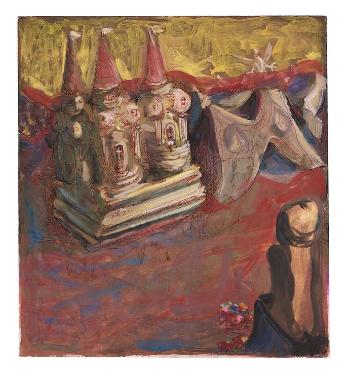 CO Hultén, mixed media, signed and executed 1944.