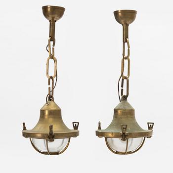 A pair of ship's lamps, 20th century.