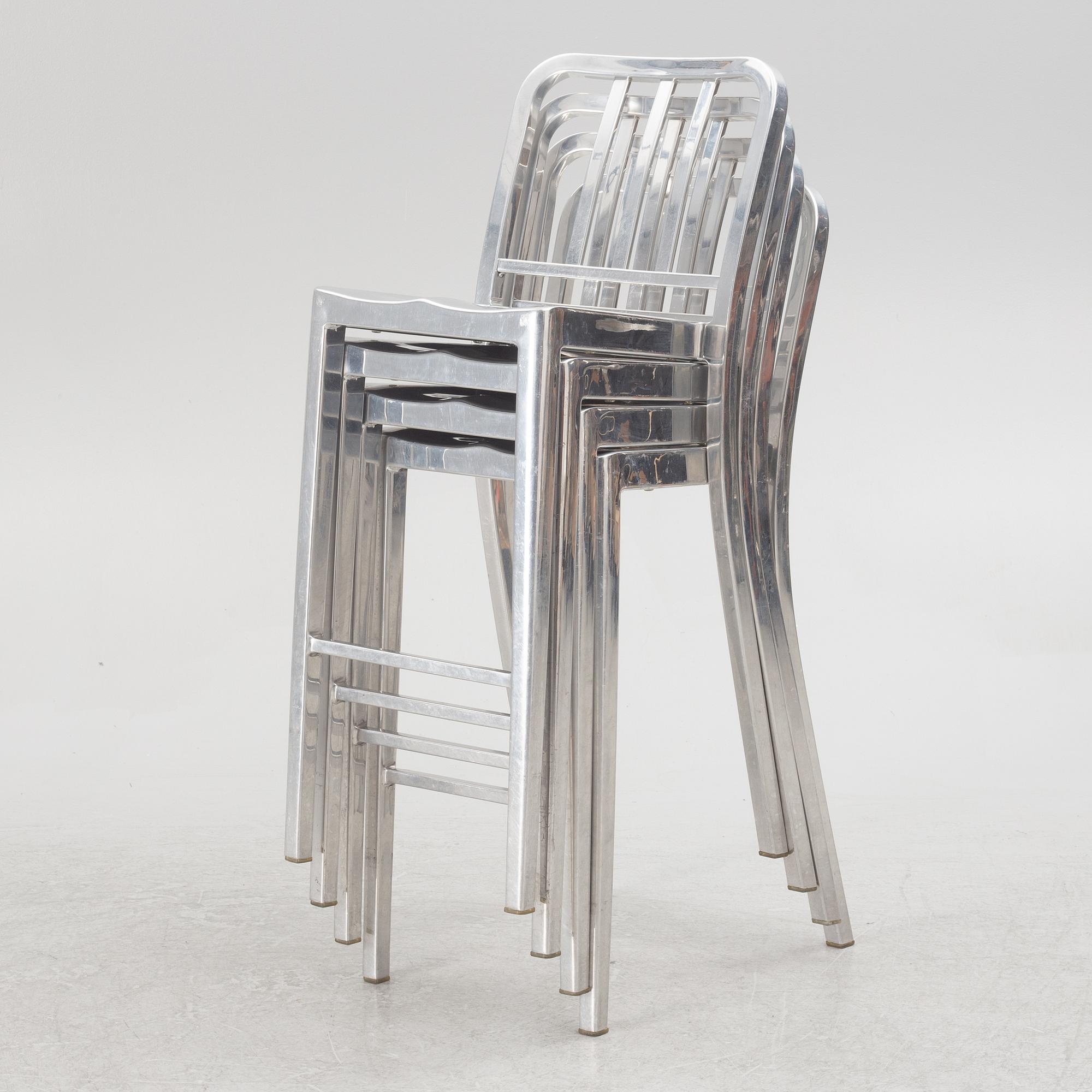 Philippe Starck, four 'Navy Chair' bar chairs, Emeco.