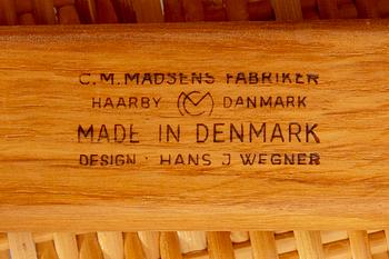 Four model 'W2' oak chairs by Hans Wegner for C.M. Madsen, Denmark, designed 1953.