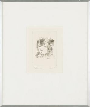 Outi Heiskanen, etsning, signerad och daterad -79, märkt Tpl'a 12.