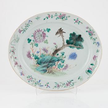 Stekfat, två stycken, porslin. Qingdynastin, 1800-tal.