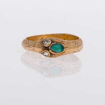 RING, Roland Mellin, Helsingfors. 18K guld, turkos, rosenslipade diamanter.