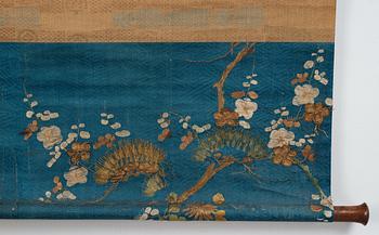 RULLMÅLNING, tusch och färg på papper. Okänd konstnär, Japan, troligen tidigt 1700-tal.