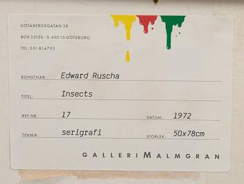 Edward Ruscha, serigraph signed dated and numbered 1972 91/100.