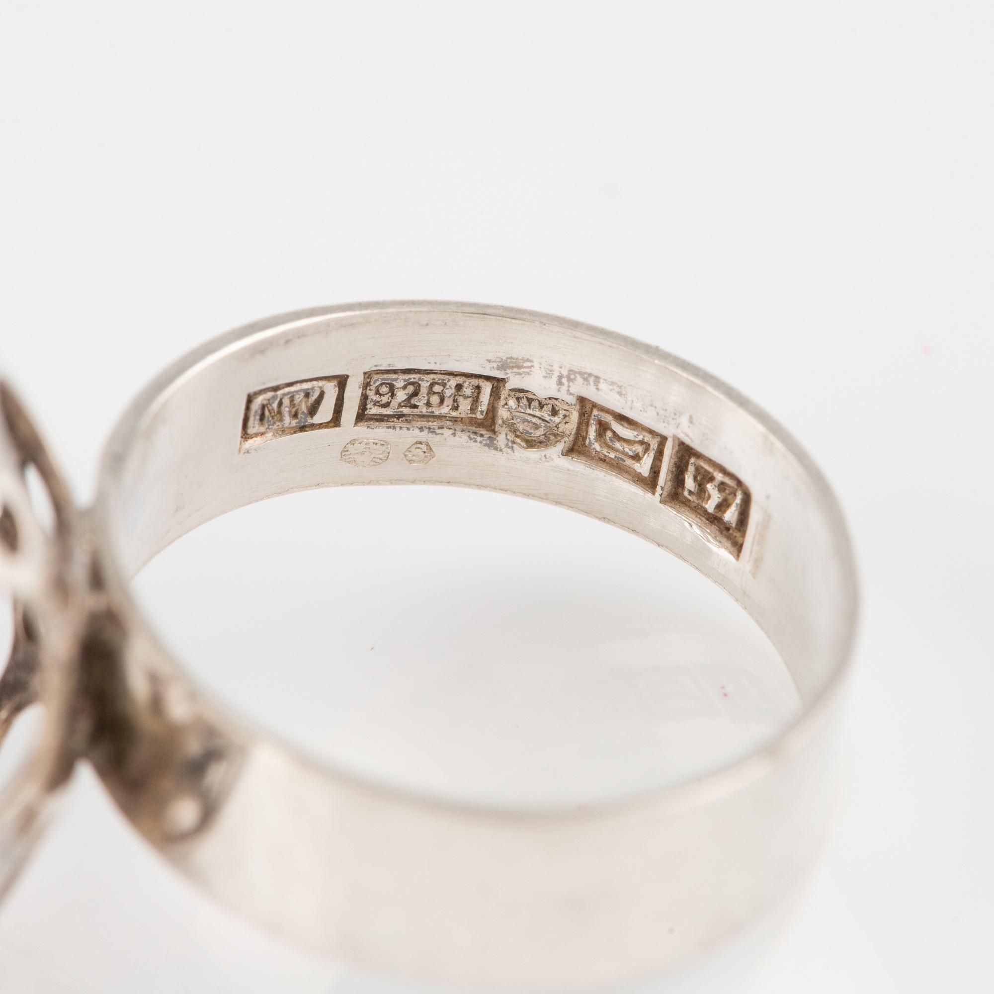 Liisa Vitali and probably Victor Jansson, earrings and ring, silver.