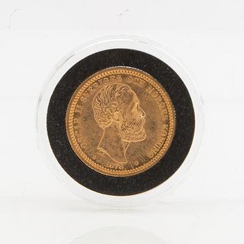 Guldmynt Sverige, Oscar II 20 kr, 1878.