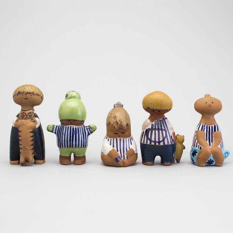 LISA LARSON, five stoneware figurines, "Larsons ungar", Gustavsberg. Designed in 1962.